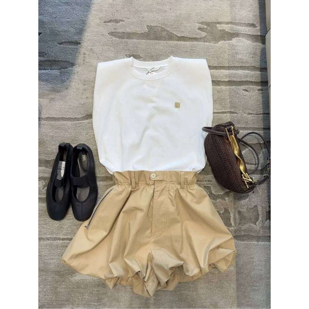 ETJ's Spring 2025 new women's ZW series, elegant and romantic style, high-waisted casual shorts with a ball cut XJ260206