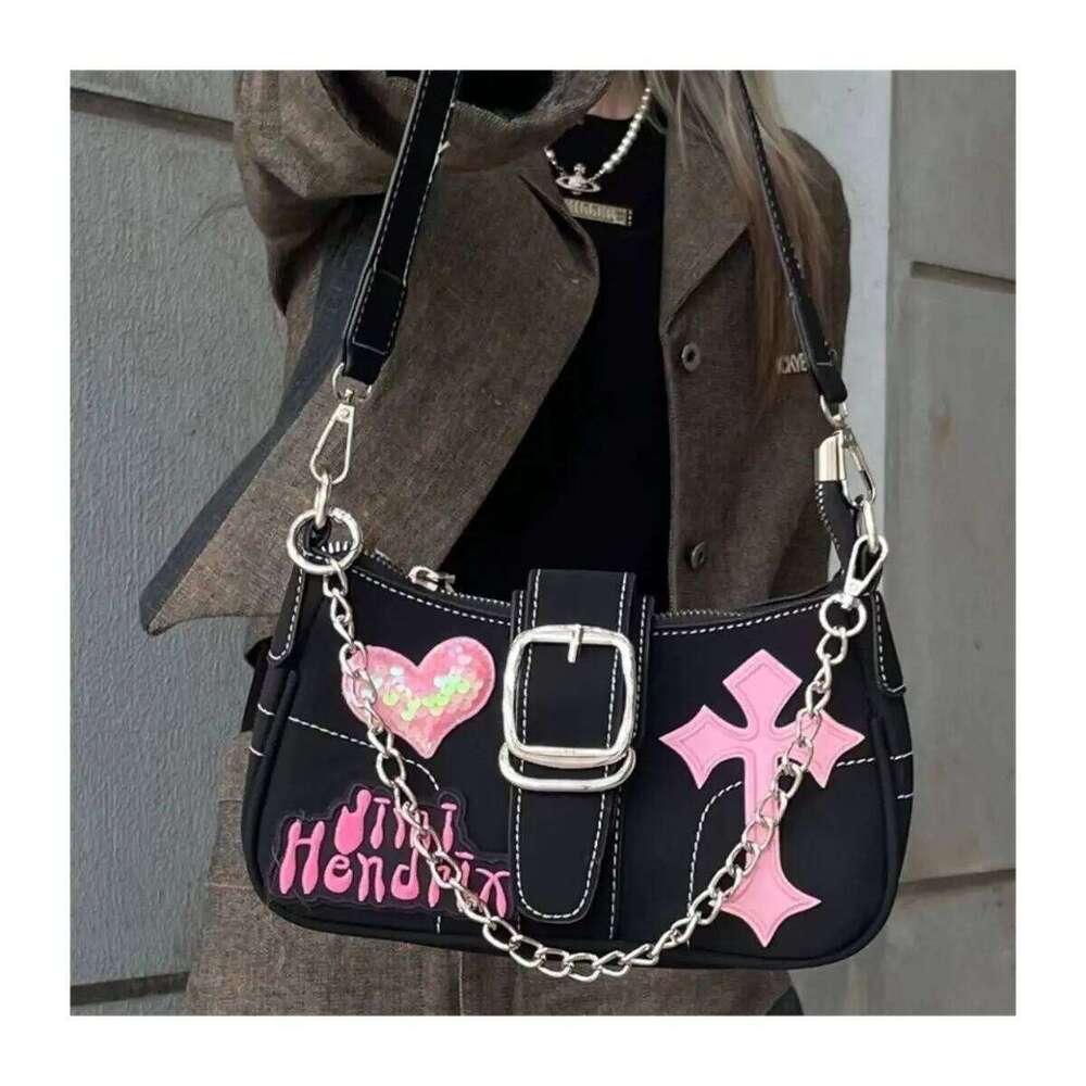 Y2k Cool Girls Small Shoulder Bags Fashion Love Letter Women's Underarm Butterfly Chain Female Clutch Handbags Messenger Bag Z260207 - view 6