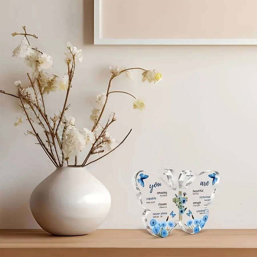 1pc, Acrylic Butterfly Prayer Decorations with Bible Verses - Christian Gifts Women, Religious Keepsake for Mother's Day S260204
