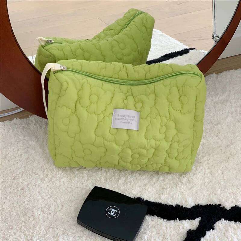 Women 5 Colors Flower Cosmetic Quilted Cotton Soft Case Pouch Zipper Large Toiletry Bags For Girl Travel Makeup Bag Y260206