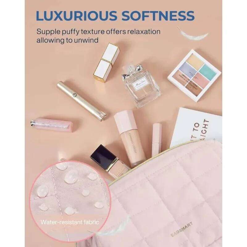Makeup Toiletry Bag Puffy Padded Make Up Bags Wide Open Pouch Purse Travel Essentials Toiletries Accessories Brushes Y260206
