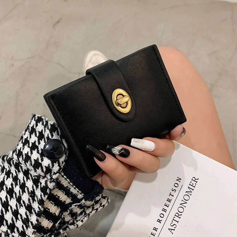 Women's Short Black Brown Minimalist Versatile Compact Card Bags Coin Purse Money Wallet Monedero Mujer Billetera Y260206