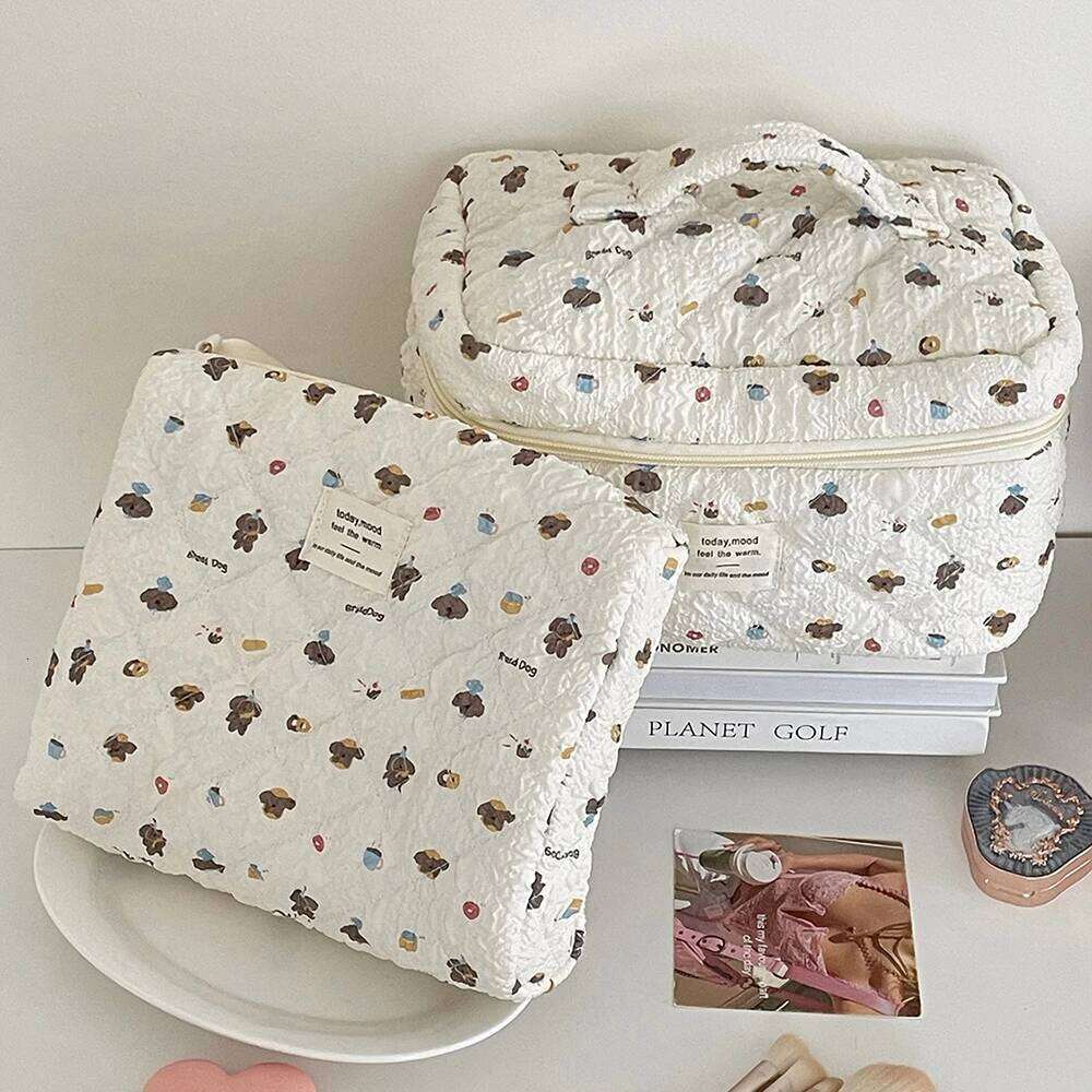 Cute Cartoon Animals Women Cosmetic Quilting Large Capacity Tote Ladies Make Up Pouch Handbag Makeup Zipper Storage Bag Y260206