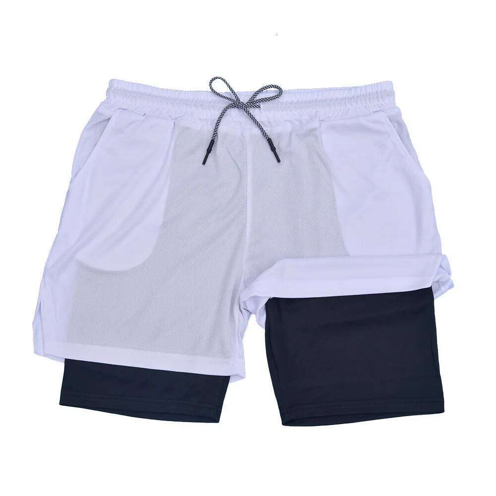 Men's Layer Men Fitness Gym Training 2 in 1 Sports Shorts Quick Dry Workout Jogging Double Deck Summer C260206