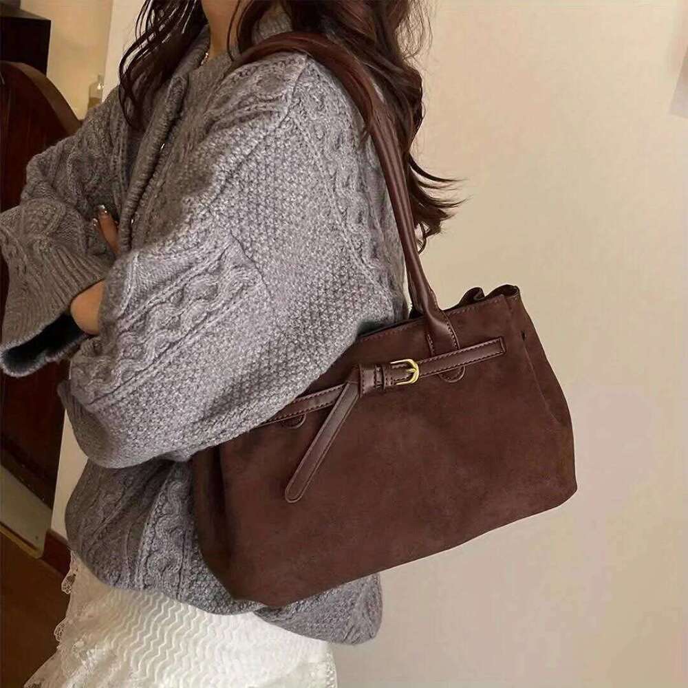 Autumn and Winter New Texture Armpit Bag Commuting Frosted Suede Shoulder Niche Retro Baguette Bags Fashion Versatile Y260204
