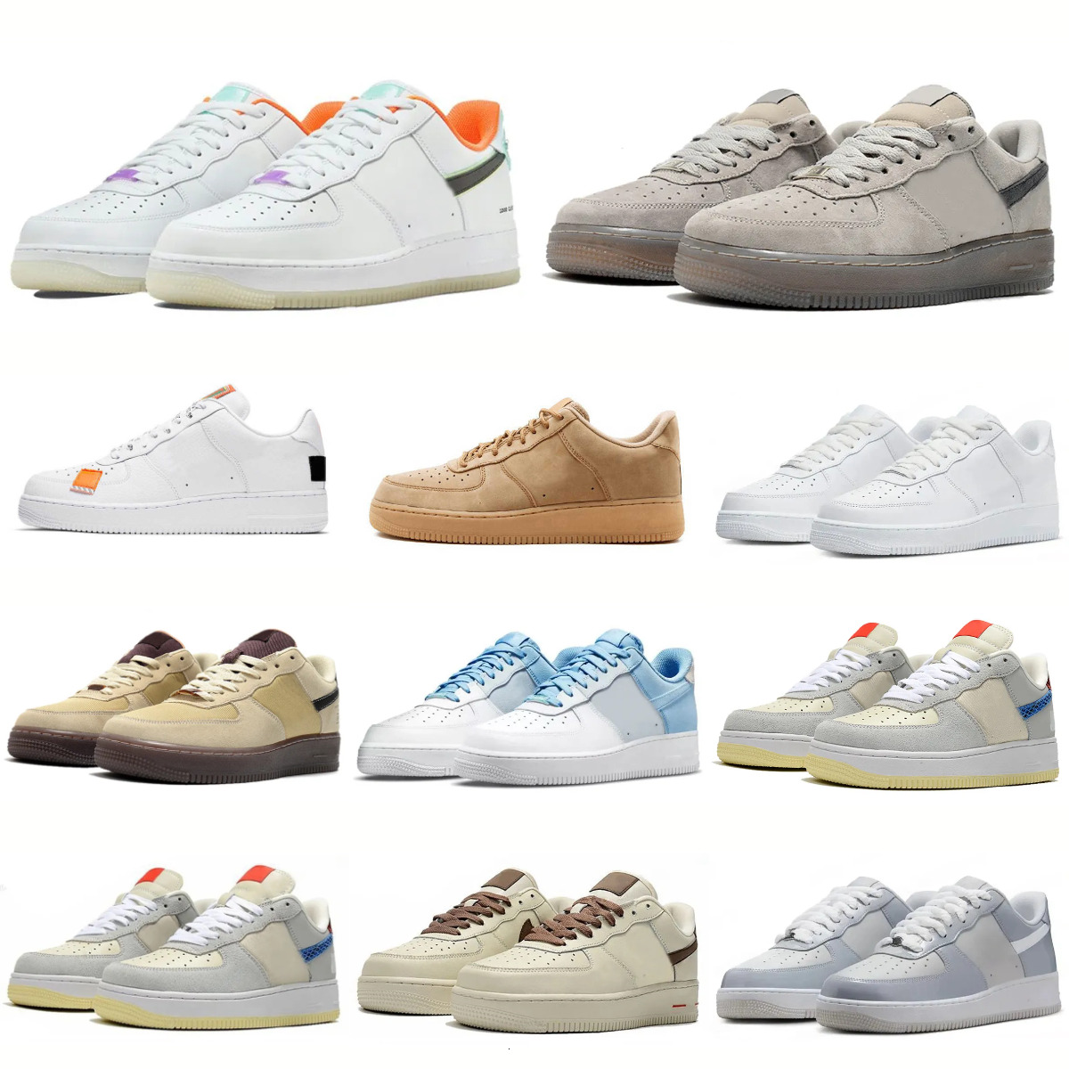 Designer 1 Forc 07 One Sports Shoes Men Women Supers Platform Sneakers Classic White Black Spruce Aura Washed Coral Glacier Arctic Punch Flax Outdoor Running Trainer