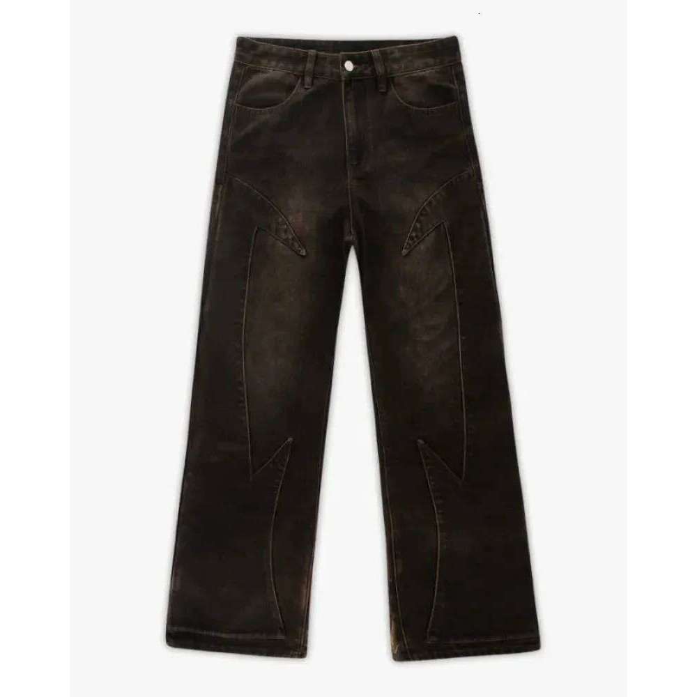 American loose personalized bat pattern print Y2K lazy jeans casual straight pants Harajuku retro street wear X260207