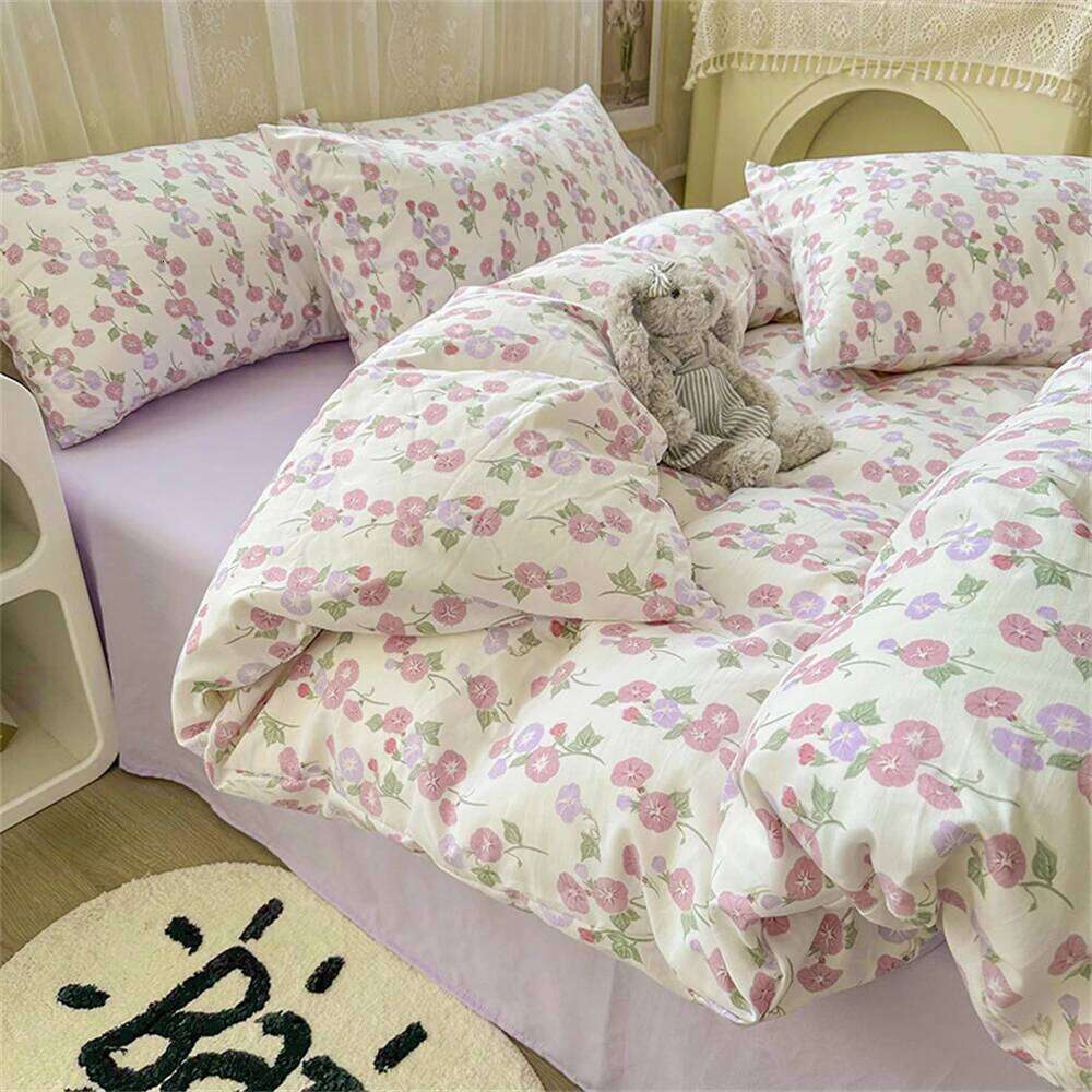 Four Piece Set Floral Style Duvet Cover Quilt Covers Linen Pillowcase Bedding Bedroom Bed Sets Queen King Home Textiles XJ260206