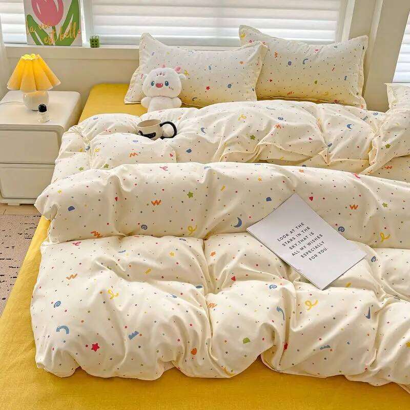 Summer Bedding Set 2024 Ins Twin Queen Duvet Cover Flat Sheet Pillowcase No Filler Girl Boys Hotel Home Bed Linens XJ260206