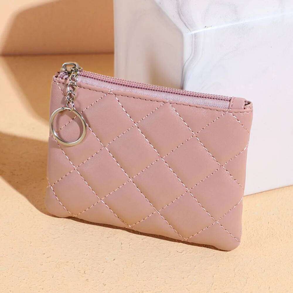 Fashion PU Leather Slim Wallet Mini Zipper Coin Purse Solid Color Simple Card Holder Y260206