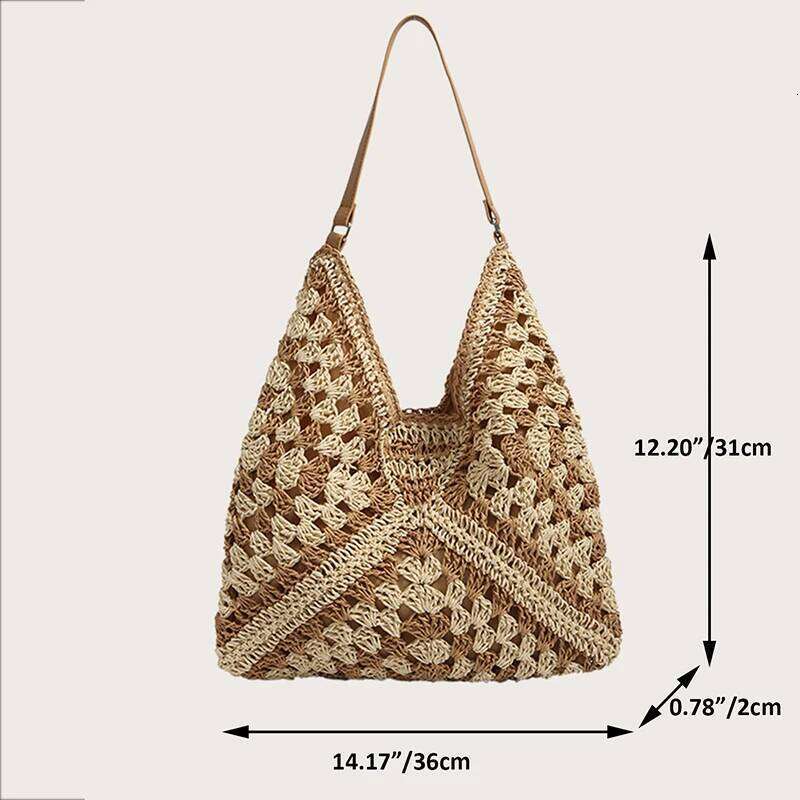 Popular Women's Woven Straw Shoulder Bag Medium Size Handbag With Handle For Beach Vacation Y260204