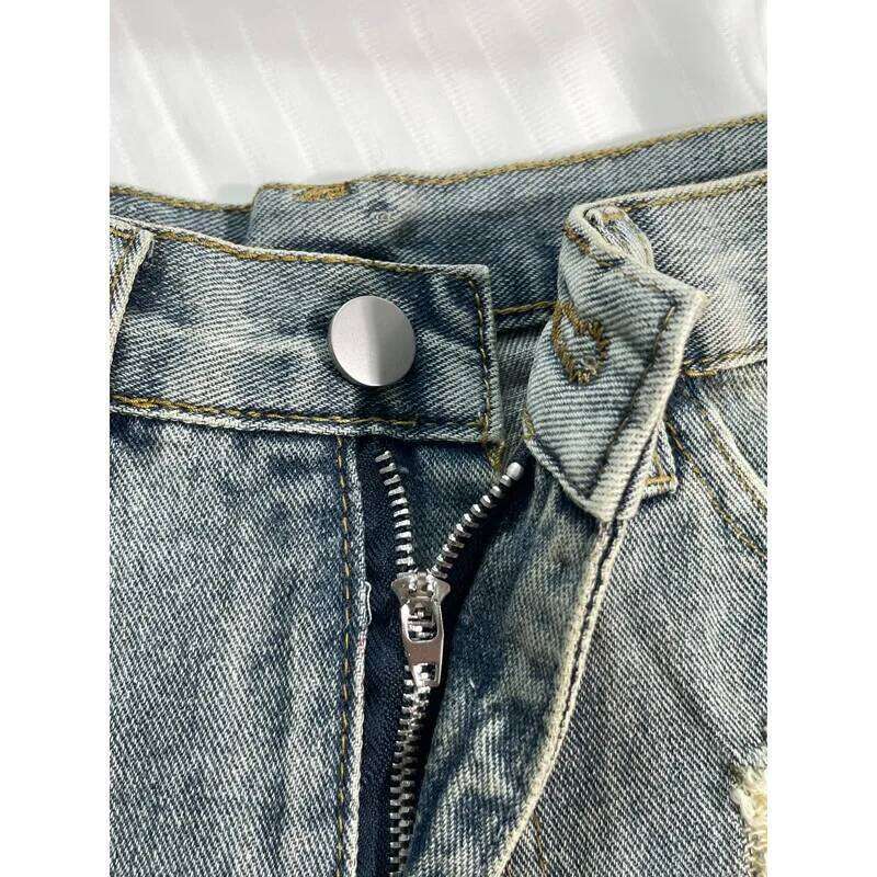 Women's painted graffiti denim shorts for summer, thin, high waisted, A-line with fringed edges, slim and wide leg pants, trendy XJ260206