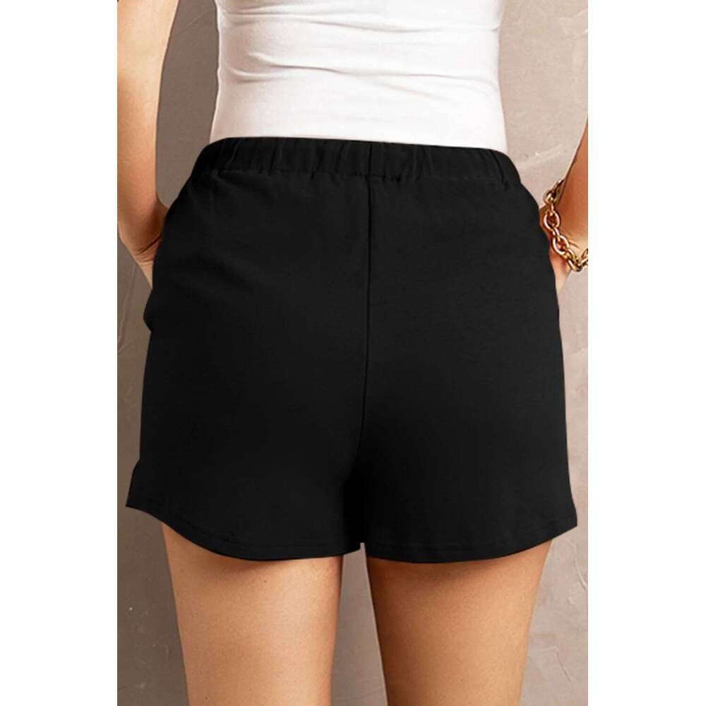 Summer pants women's solid color new high waist straight tube drawstring loose casual shorts women XJ260206