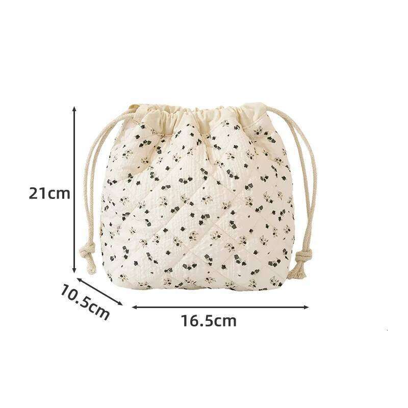 Storage Organizer Floral Bow Cotton Makeup Flower Printed Pouch Large Travel Cosmetic Make Up Bag Y260206
