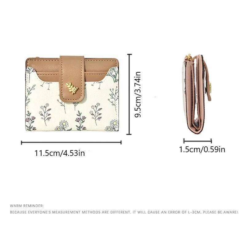 Short PU Leather Thin INS Multi Coin Purse Small Flowers Card Bag Hasp Zipper Wallet for Women Girl Y260206