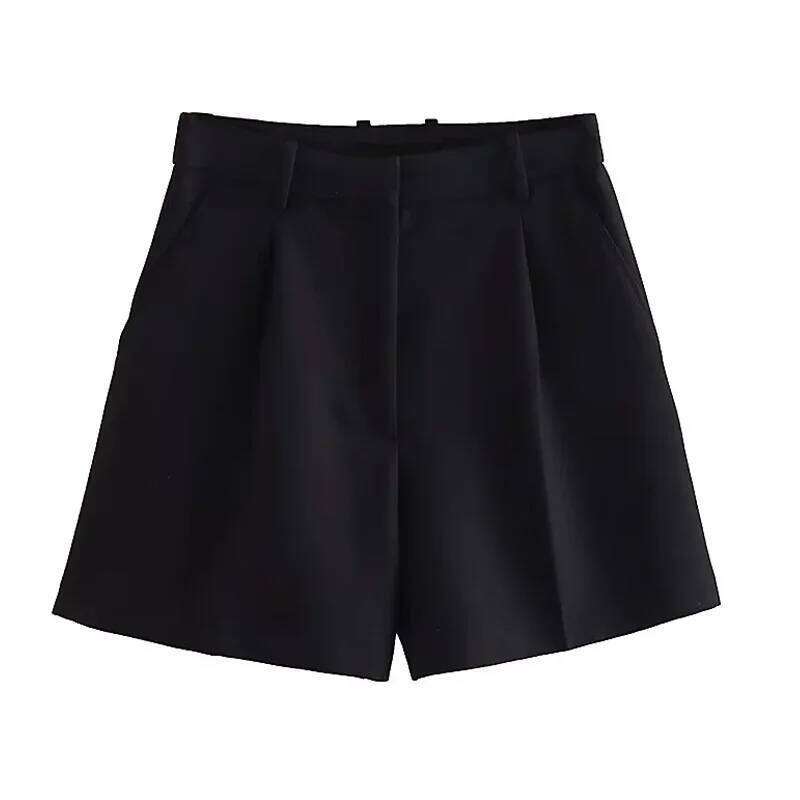 HXAO Female Black Pink Woman Summer 2024 Pleated Baggy White Shorts For Women Casual High Waist Short Pants XJ260206
