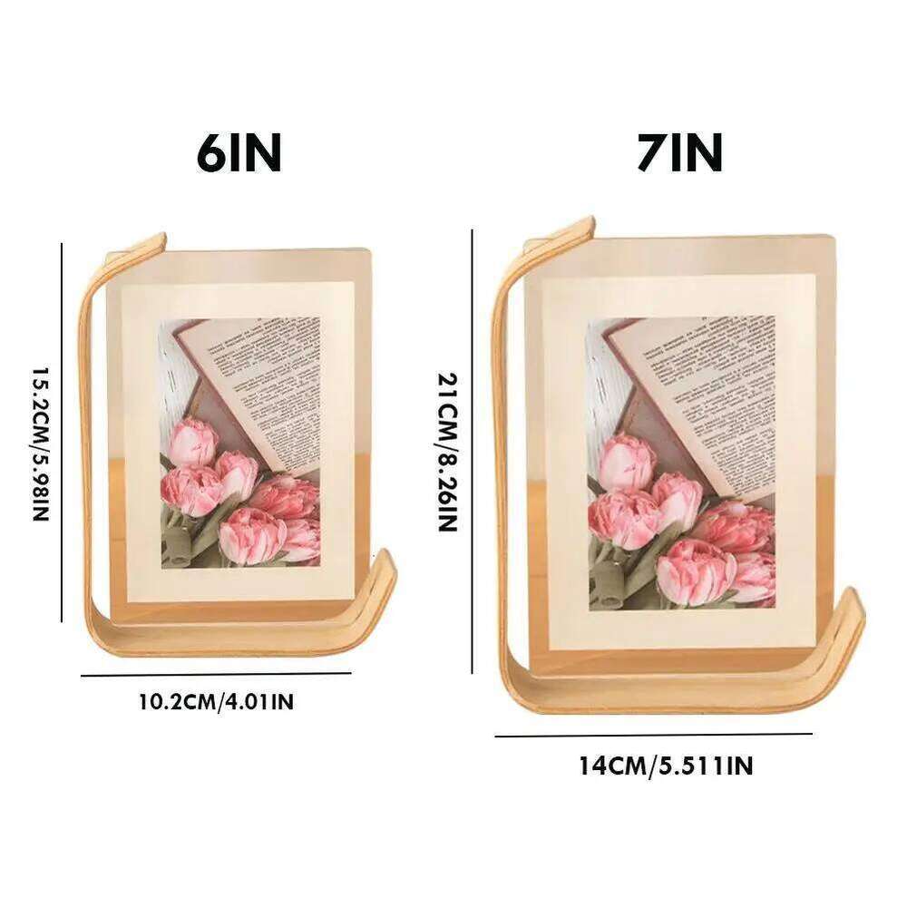 6-inch Transparent Double-sided Acrylic Photo Frame - Personalized Carved Logo Stand Cute Instagram Style Desktop Ornament S260205