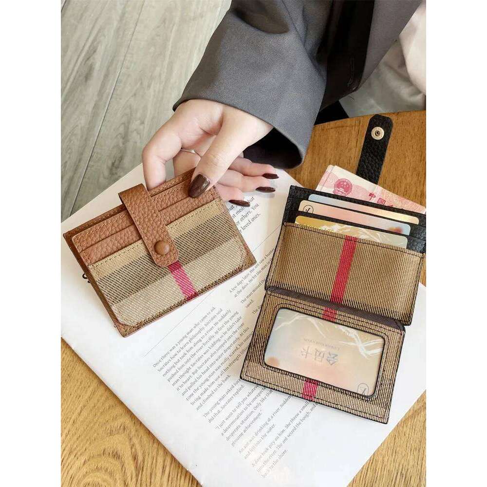 Genuine Leather slim card holder women multi-slot wallet ID case minimalist license organizer Y260206