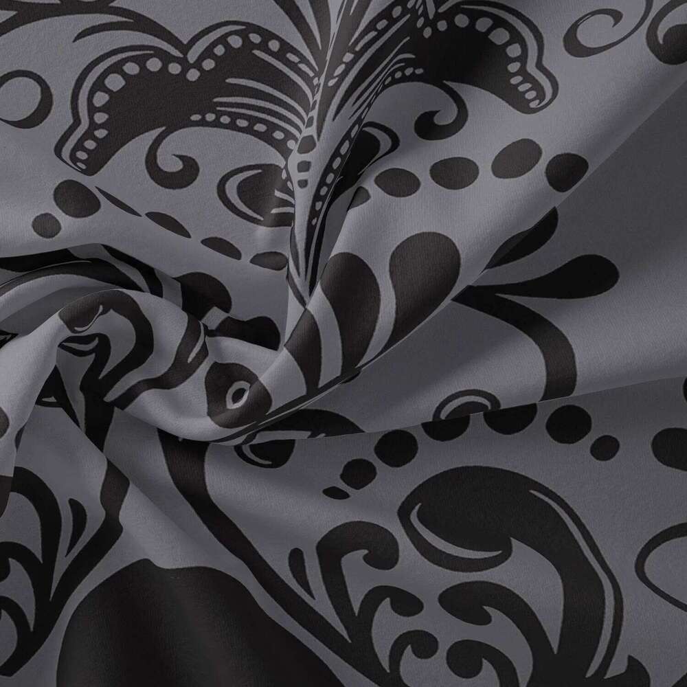 3pcs Soft & Breathable Dark Grey/Black Gothic Victorian Floral Duvet Cover with All-Season Luxury Bed Sheets, Machine Washable XJ260206