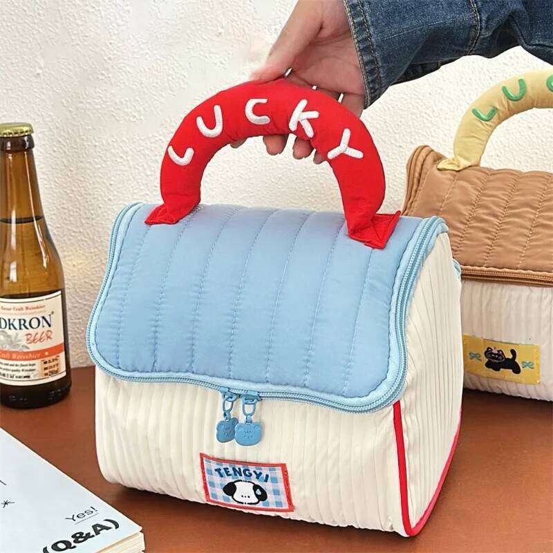 Cute Cottage Makeup for Girls, Large Capacity Skincare Storage Bag, Portable Handheld Travel Wash Bag Y260206