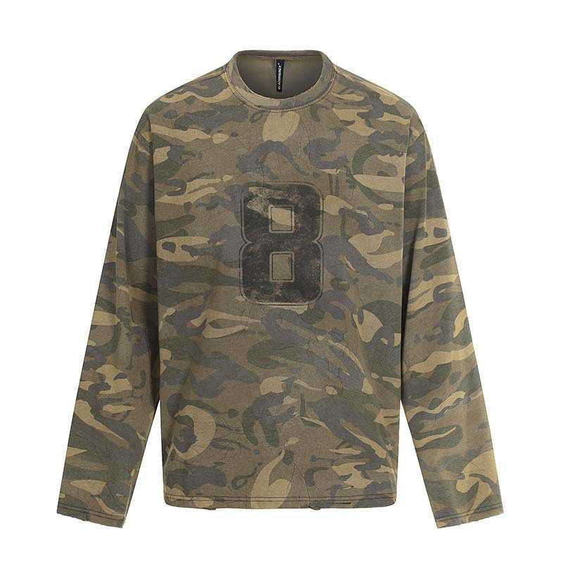 2026 Spring New Arrival High-Street American-Style Digital Camouflage Print Long-Sleeve T-Shirt Men's Fashion Brand Oversized Top