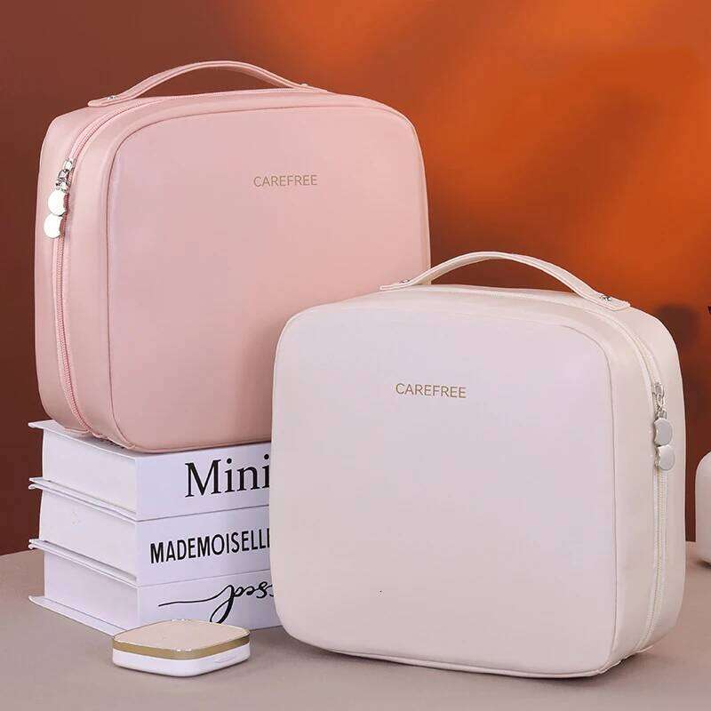 Tote Pu Fashion Women Travel Large Capacity Organizer Cosmetic Toiletry Pouch Detachable Double Layer Makeup Bag Y260206