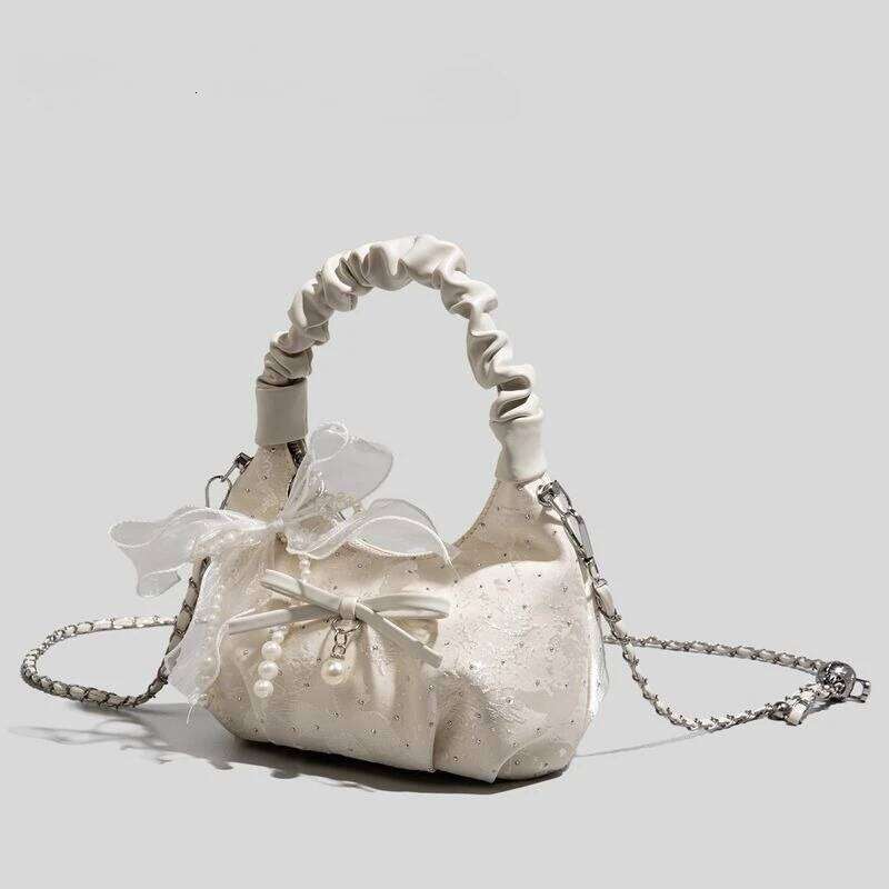 Bow Chain Handbag Fashionable Folds New Niche Design Messenger Versatile Bag Exquisite Simple Leisure Personality Fashion Y260205