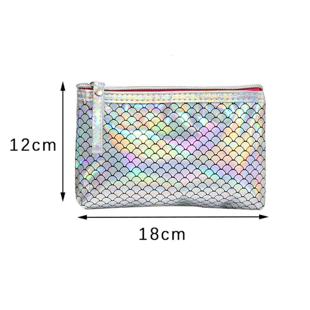 New two-piece waterproof PVC cosmetic Laser fish scale storage and grooming Multi functional women's makeup bag Y260206