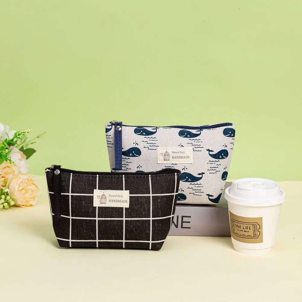 Fashion two-piece canvas cosmetic Portable storage wallet Multi functional travel ladies' makeup bag Y260206