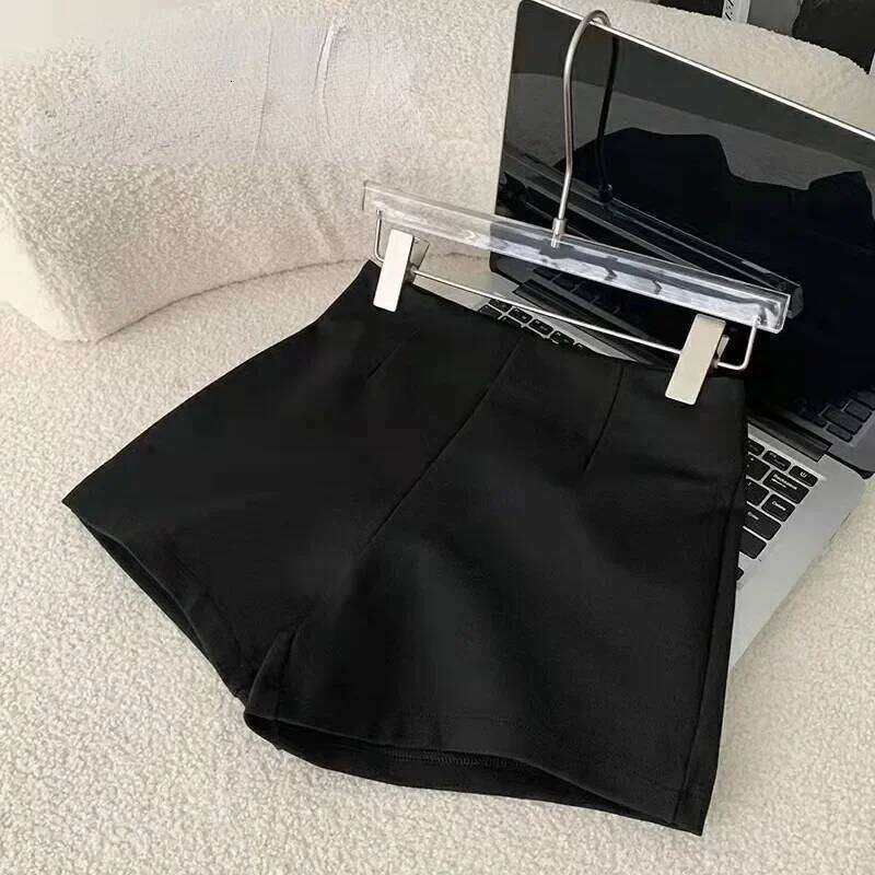 Black Skinny Shorts Women Zipper-Fly High Waist Trouser Hot Girls European Y2k Temper Fashion Autumn Ladies Sexy Vintage XJ260206