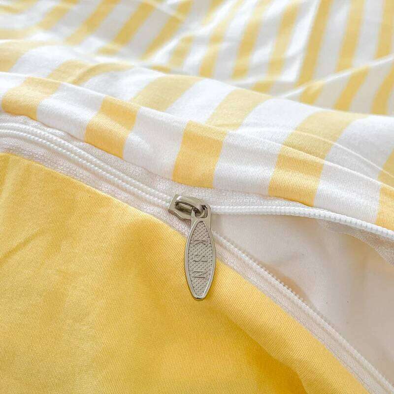 3pcs Yellow Stripe Duvet Modern Geometry Bedding Set Fashion Home Comforter Polyester Quilt Cover with 2 Pillowcases XJ260206