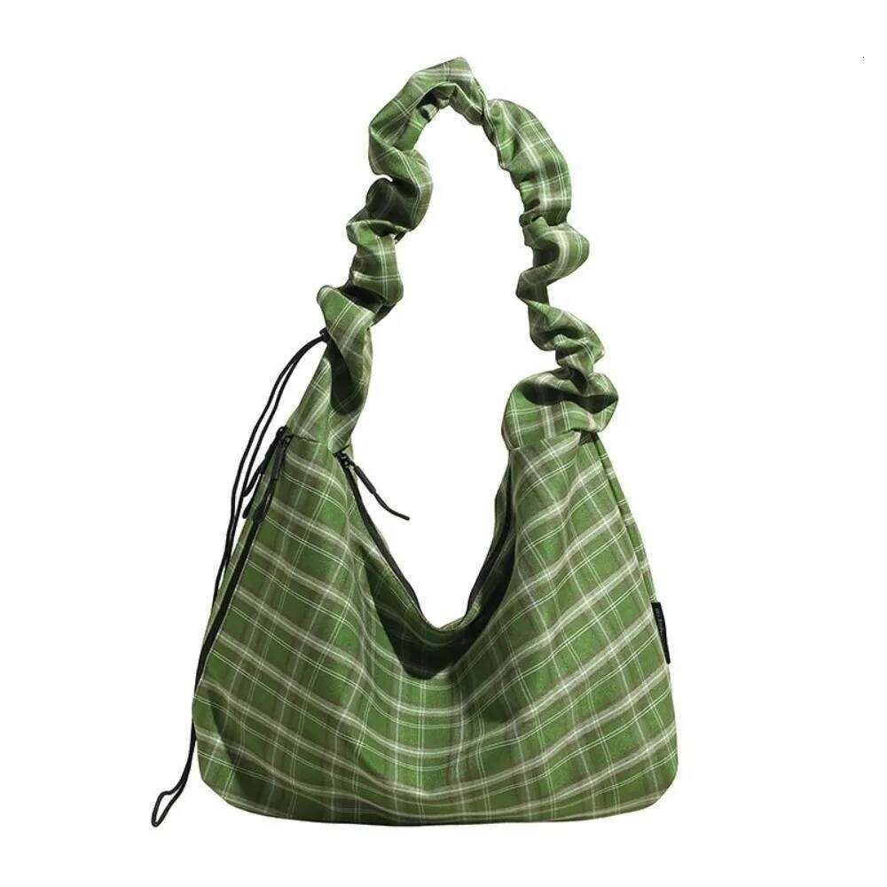 Fashion Vintage Shoulder Leisure Large Capacity Plaid Crossbody Casual Japanese Women's Tote Bag Handbag Y260205