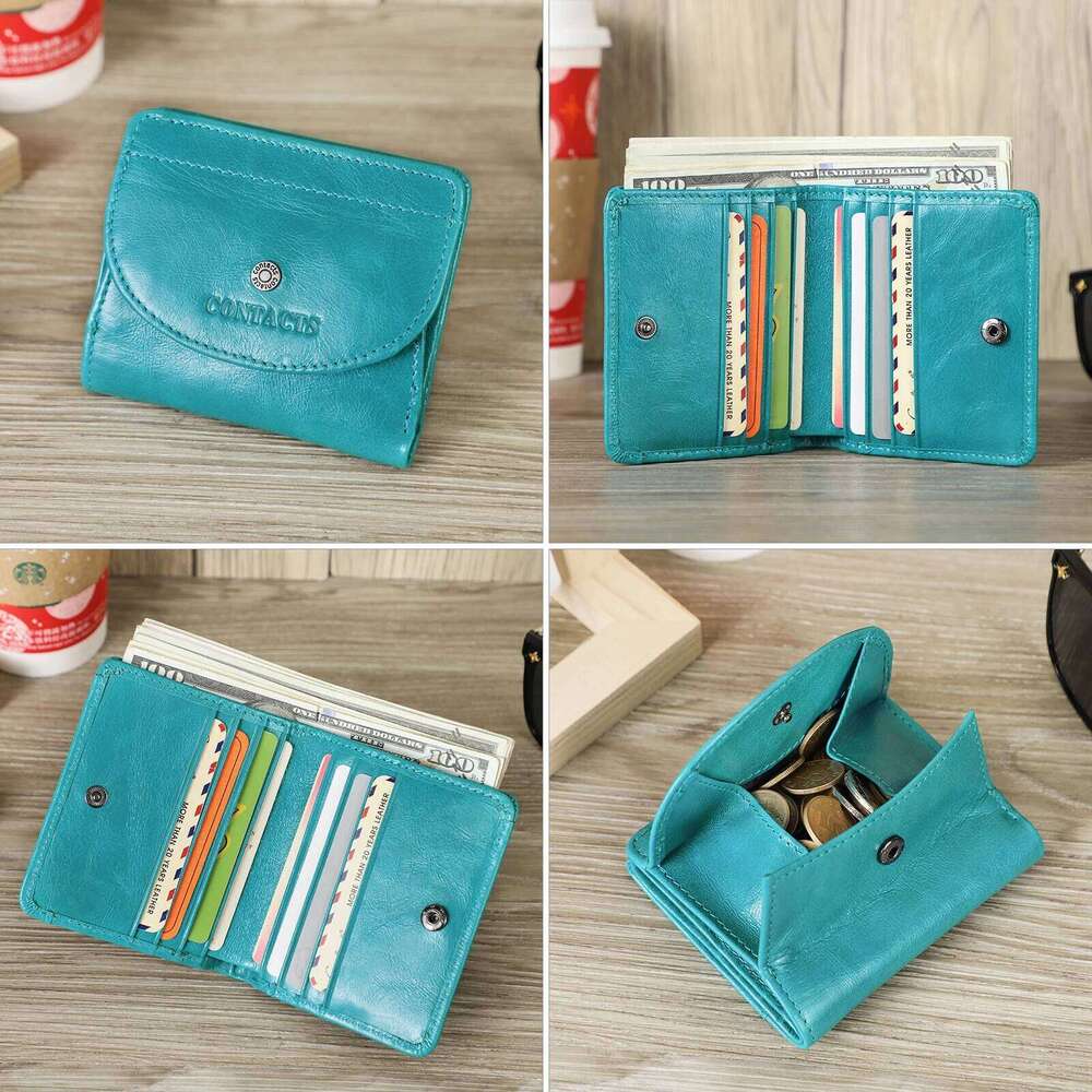 Contact's Women Short Wallets Genuine Leather Mini Coin Purse Fashion Money Bag Femal Card Holder Wallet Gift for Girls Cartera Y260206
