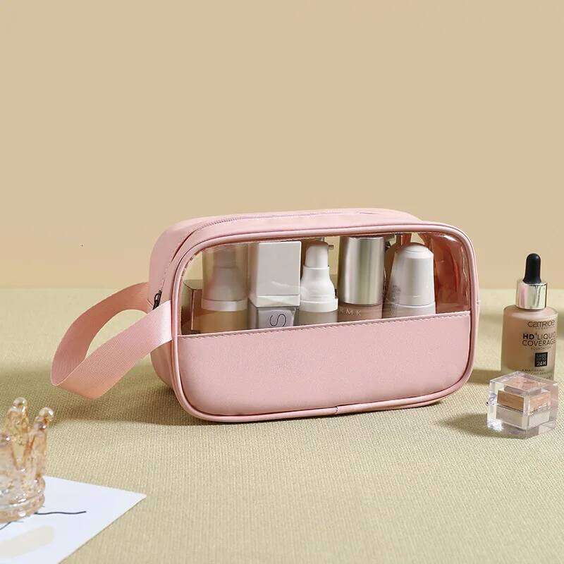 High aesthetic ins style waterproof PVC handbag New Transparent Handheld Makeup Bag Large capacity portable toiletry bag Y260206