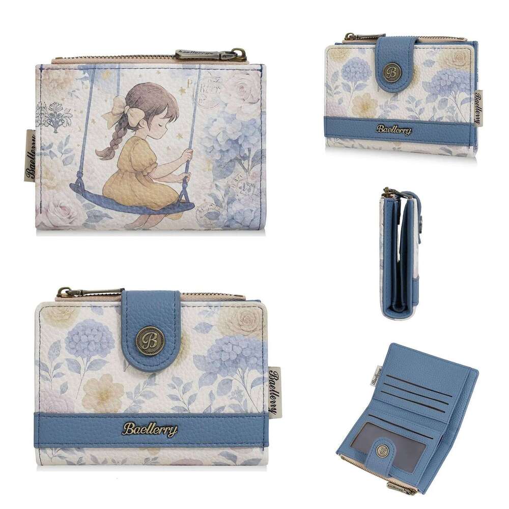 Baellerry New Floral Print Women Short Wallets High Quality Cute Photo Holder Brand Female Coin Purses Card Clips Y260206