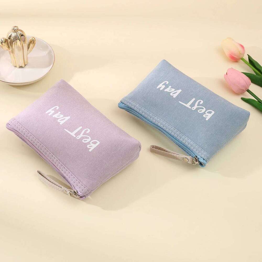 Small and cute letter cosmetic zipper opening travel mobile phone bag portable leisure shopping coin purse Y260206