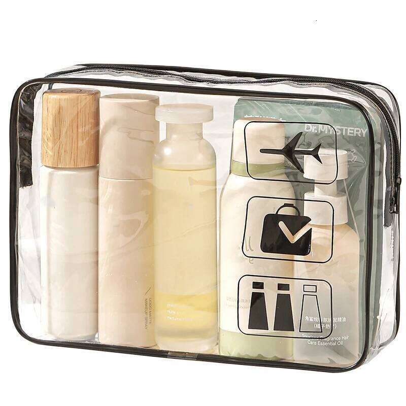 Strong PVC Clear Toiletry Bag with Secure Zipper for Cosmetics and Travel Accessories Y260206