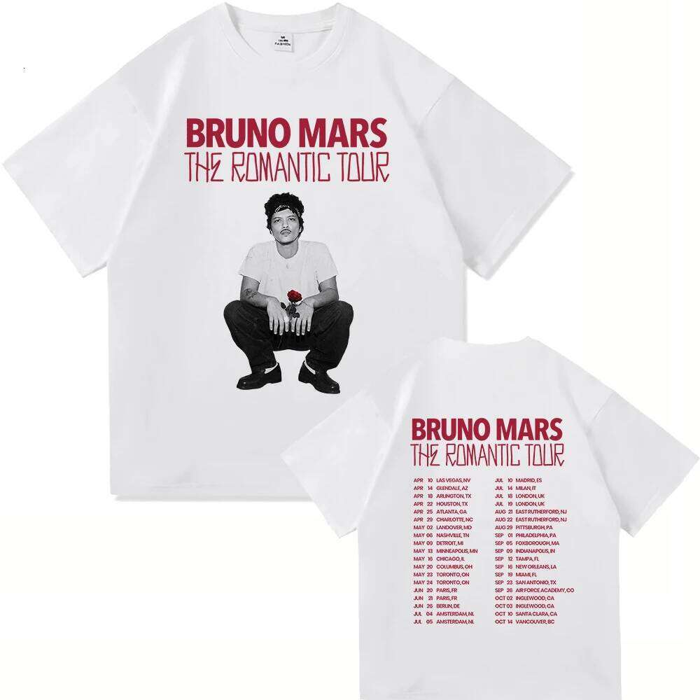 Album T Shirt Bruno Mars The Romantic Tour 2026 Men/women Clothing Vintage Harajuku High Quality Cotton Tshirts X260207