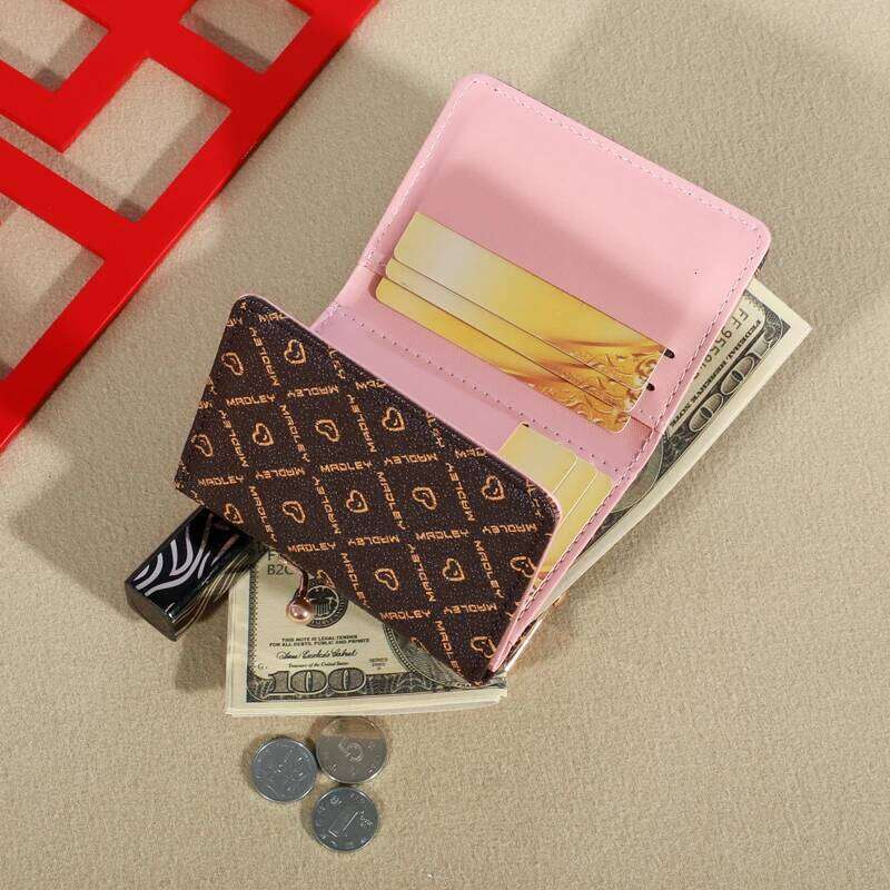 New Women's Wrist Strap Short Old Flower Zero Wallet Large Capacity Coin Letter Multi Card Bag Money Clip Y260206