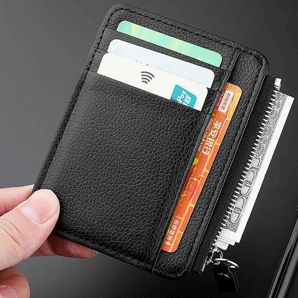 Mini Credit Id Card Holder Men's Small Thin Sleeve Zipper Short Coin Wallet Y260206