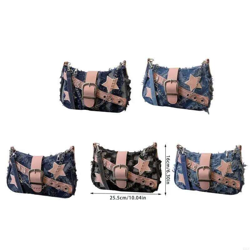 4XFF Trendy Shoulder Bag with for Women Retro Look Grunge Fashion Underarm Bags Casual Crossbody Handbag Z260207 - view 7