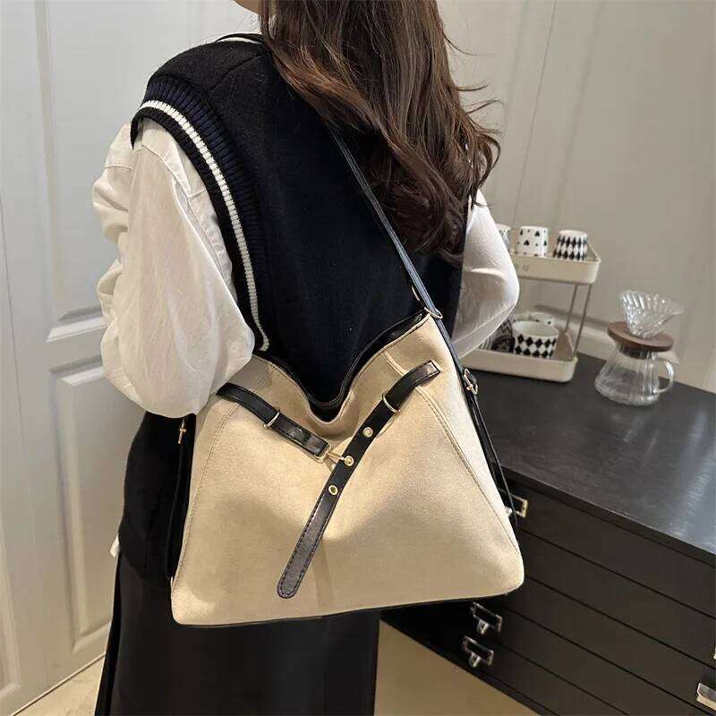 Autumn Vintage Suede Shoulder Bags for Women Belt Design Versatile Ladies Backpack Handbags Simple Female Crossbody Bag Tote Y260205