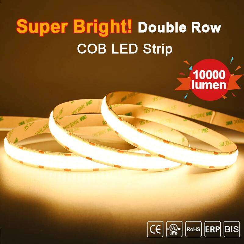 Super Bright COB LED Strip 2000lm/m Double Row 600LEDs/m Flexible Dimmable Led Lights RA90 Tape Lighting 3000K 4000K 6500K DC24V Z260206