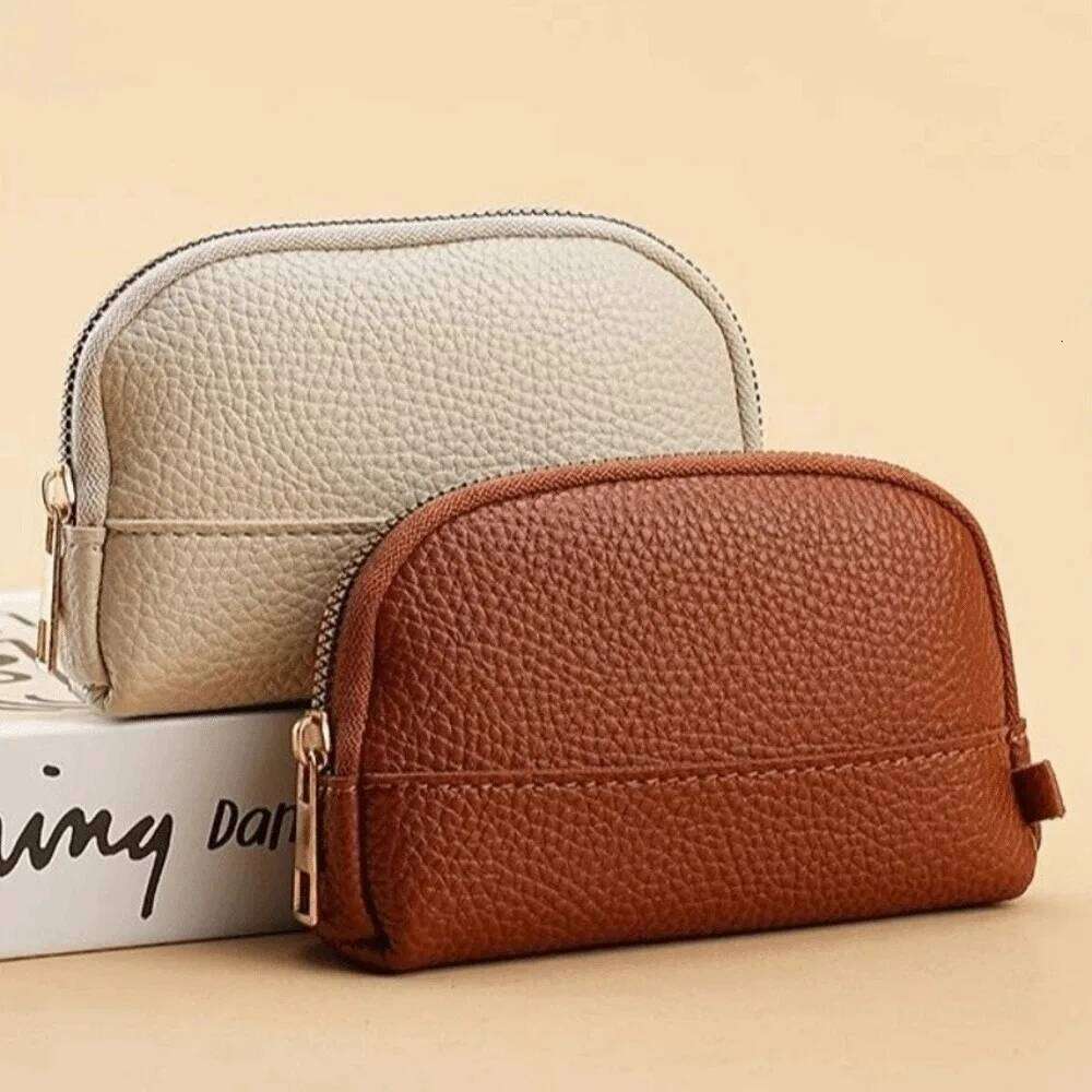 Retro Mini Short Wallet Zipper Solid Color Card Case Coin Purse Women Y260206