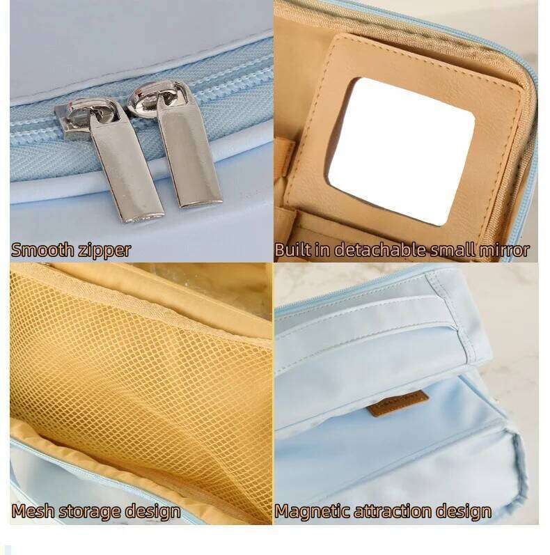 Hanging luggage upright makeup Handheld multifunctional storage Large capacity portable pencil case cosmetic bag Y260206
