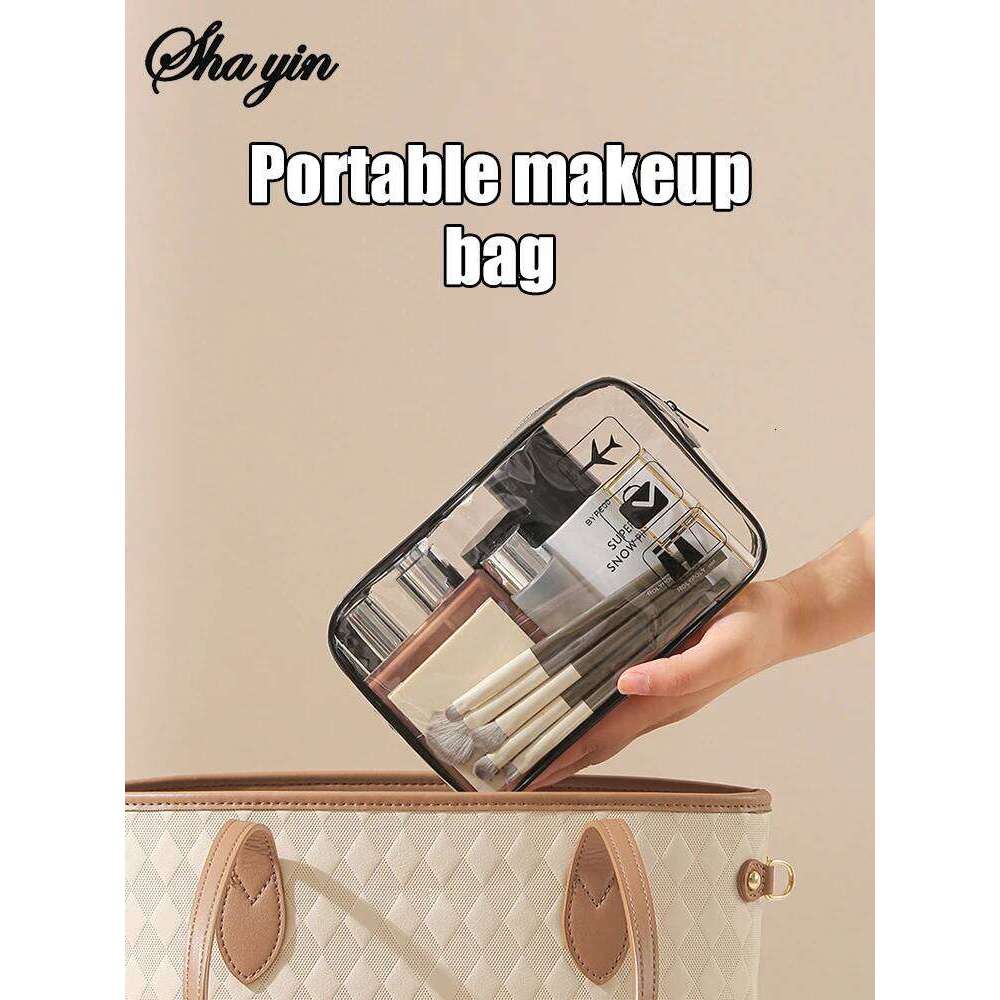 Transparent portable outdoor grooming minimalist travel storage bag, PVC transparent makeup bag Y260206