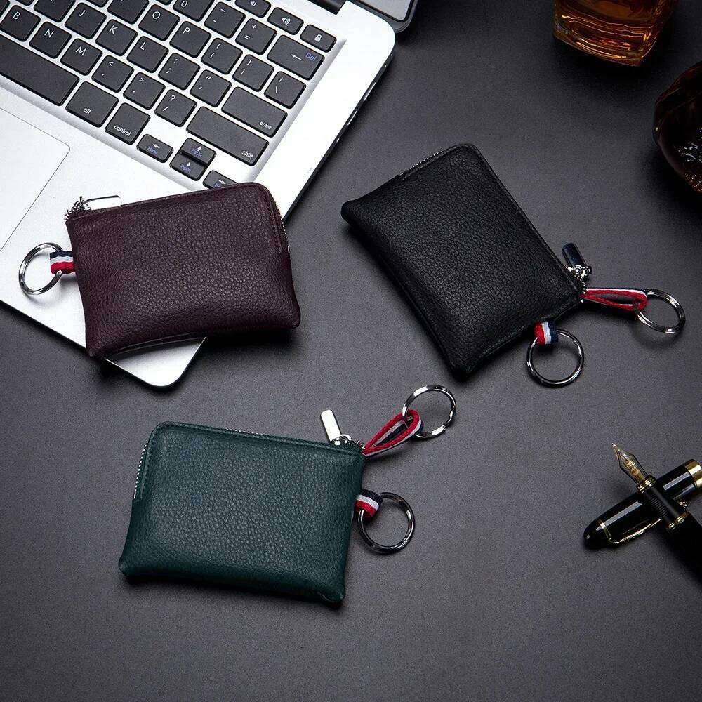 Genuine Coin Purse Mini Ultra-thin Small Zipper Cute Wallet Soft Cowhide Leather Driver's License Key Bag Card Holder Y260206