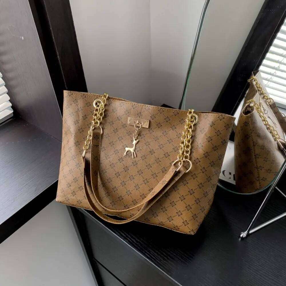 New PU Leather Shoulder Bags Large Capacity Printing Handbags Shopping Bag Women Y260204