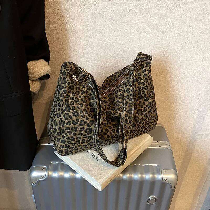 HOMEFISH Trendy Casual Soft Textile Shoulder Large Capacity Leopard Print Female Retro Crossbody Bag For Commute Outings Z260207 - view 5