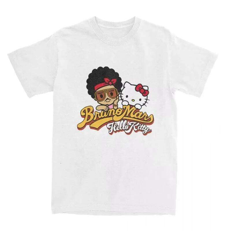 Haikyuu Bruno Mars Hello Kitty Cotton Women's Fashion Retro Y2K Design Round Neck Short Sleeve T-shirt X260207